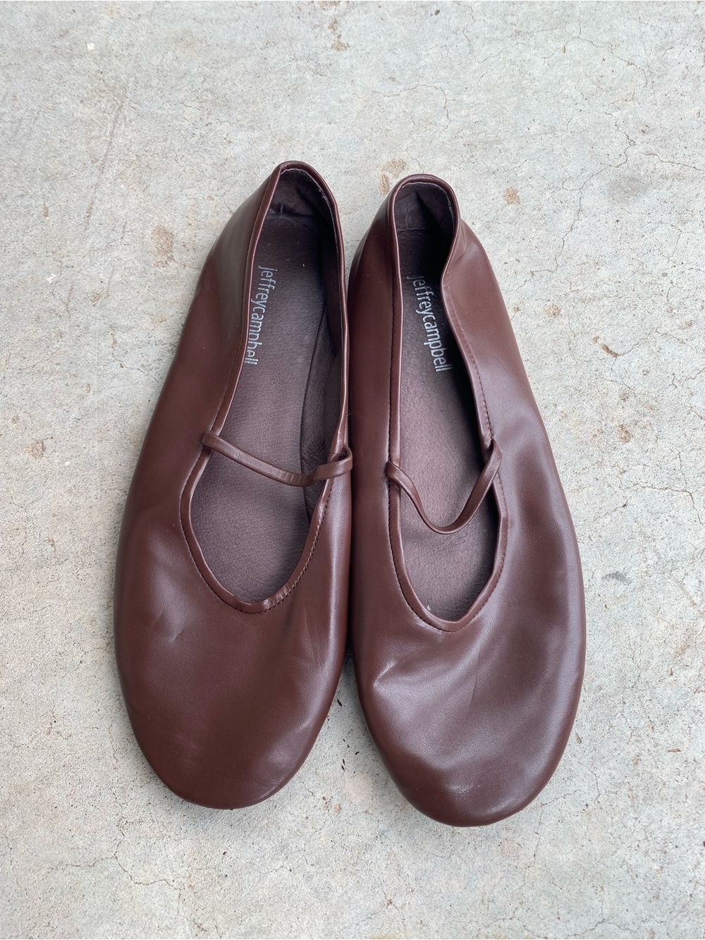 Jeffrey Campbell Dark Brown Leather Ballet Flats with Strap